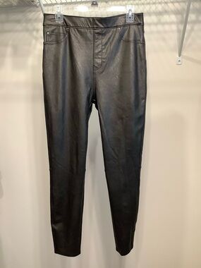 SPANX by Sara Blakely Black Faux Leather Skinny pants size Large